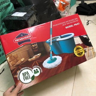  Bộ Lau Nhà PHUKHANGMAS Xoay 360 độ, Hai Bông Lau