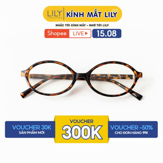 Kính cận nam nữ Lily Eyewear chất liệu nhựa cứng cáp mắt tròn giả cận thời trang 72345