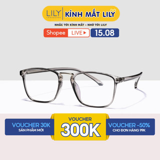 Gọng kính cận vuông nam nữ chất liệu nhựa dẻo phụ kiện thời trang Lilyeyewear 22310
