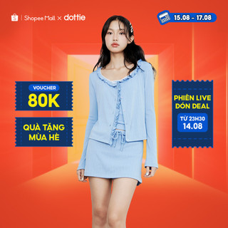 Dottie - chân váy vải thun viền bèo - xanh biển - s0232
