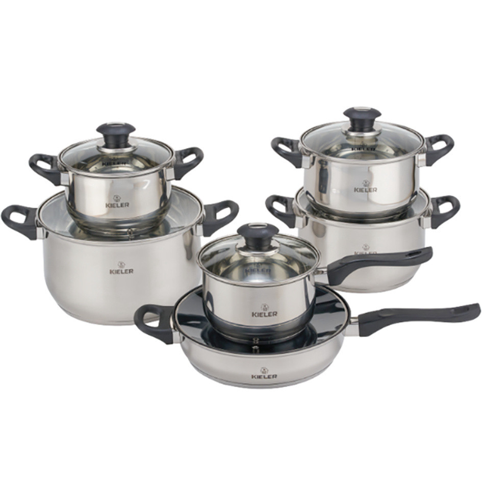 Bộ nồi chảo inox Kieler RW1222 6 món cao cấp nấu nhanh, tiết kiệm điện (Gồm 4 nồi và 2 chảo) bảo hàn