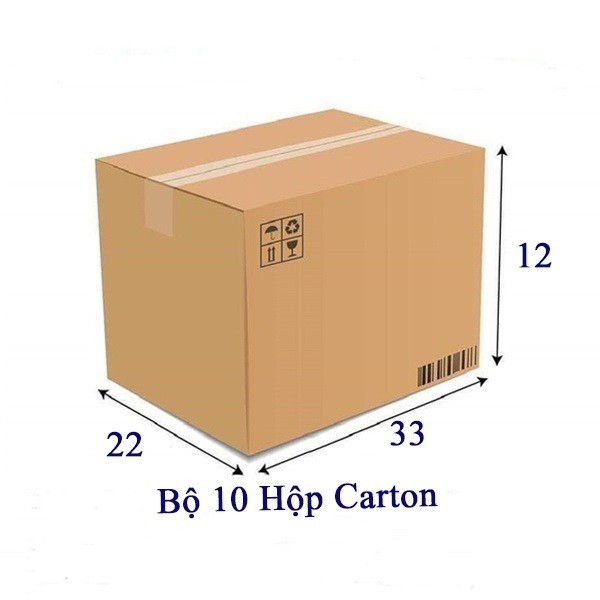 Bộ 10 Thùng Carton 33X22X12 Cm Đóng Hàng Chịu Lực Tốt