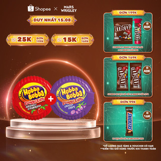 Combo 2 hộp kẹo Sing-gum Hubba Bubba vị dâu + nho