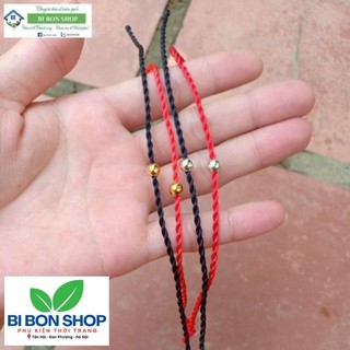 Vòng tay chỉ đỏ mix bi mạ vàng , mạ bạc vòng đeo thay thời trang may mắn