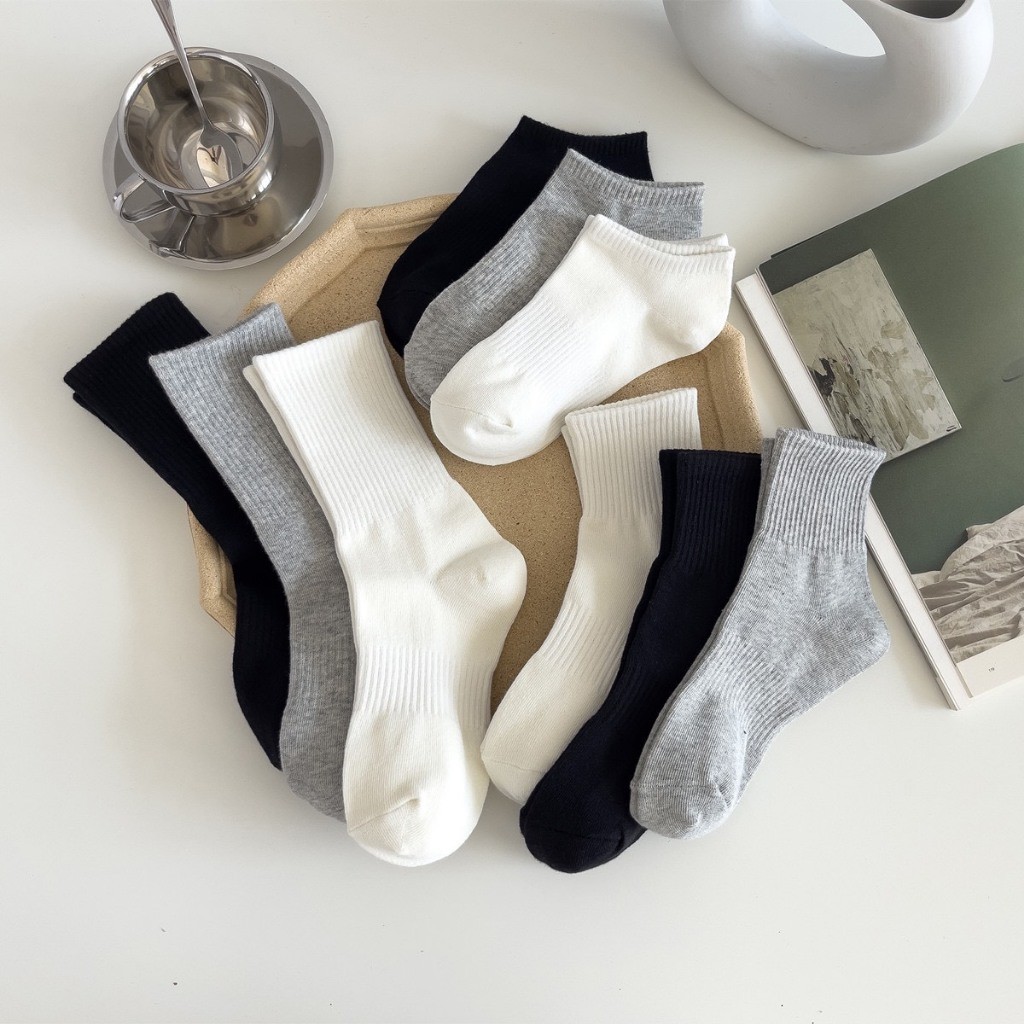 Tất Nam Nữ - Tất vớ cổ cao, cổ thấp chất cotton cao cấp thiết kế sọc đôi chống hôi chân Mẫu T110 | BigBuy360 - bigbuy360.vn
