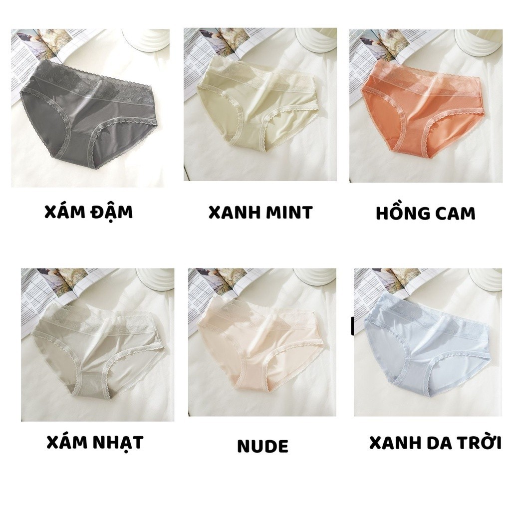 Quần Lót Nữ Lụa Băng - Quần Chip Nữ Mềm Phối Cạp Ren Tim Mềm Mại tôn dáng hương havana mã 9099 | BigBuy360 - bigbuy360.vn