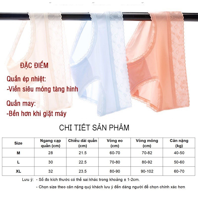 Quần Lót Nữ Lụa Băng - Quần Chip Nữ Mềm Phối Cạp Ren Tim Mềm Mại tôn dáng hương havana mã 9099 | BigBuy360 - bigbuy360.vn