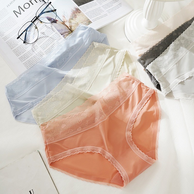 Quần Lót Nữ Lụa Băng - Quần Chip Nữ Mềm Phối Cạp Ren Tim Mềm Mại tôn dáng hương havana mã 9099 | BigBuy360 - bigbuy360.vn