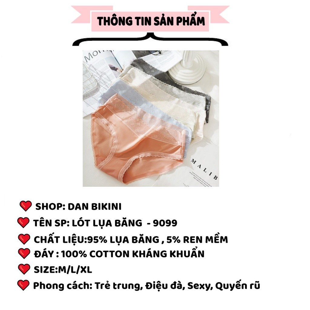 Quần Lót Nữ Lụa Băng - Quần Chip Nữ Mềm Phối Cạp Ren Tim Mềm Mại tôn dáng hương havana mã 9099 | BigBuy360 - bigbuy360.vn