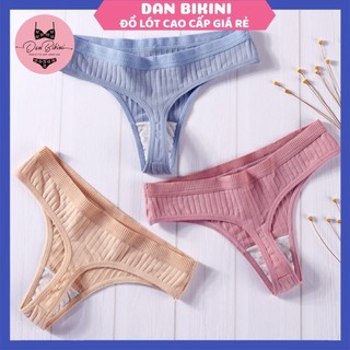Quần Lót Lọt Khe - Quần Lọt Khe Nữ Cotton thiết kế gân tăm kháng khuẩn đính nơ nhỏ gợi cảm mã 9283