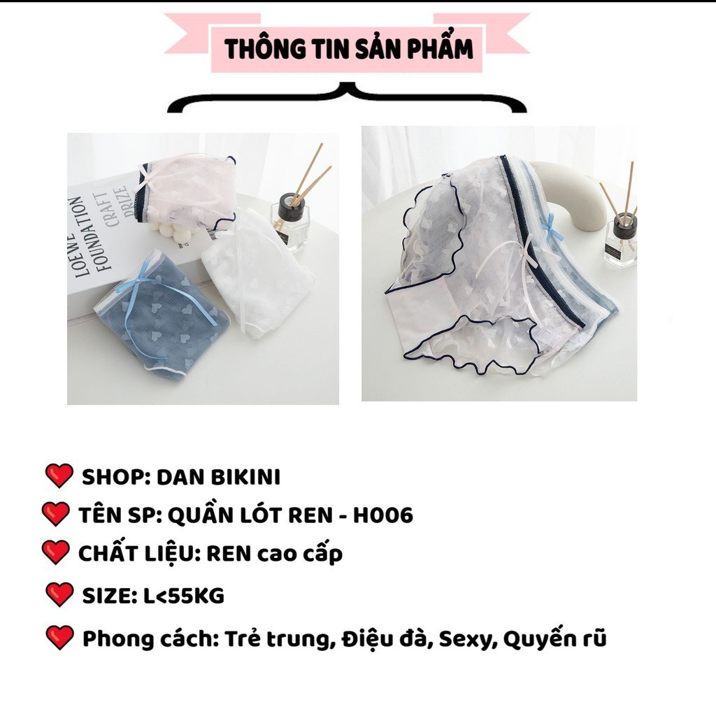 Quần Lót Nữ - Quần Lót Ren Sexy viền màu phối họa tiết trái tim gợi cảm quyến rũ mã H006 | BigBuy360 - bigbuy360.vn