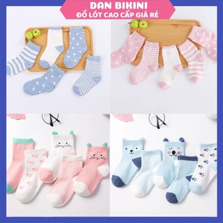 Tất Trẻ Em ❤️FREESHIP❤️ Set 5 Đôi Tất Cotton cổ cao hình ngộ nghĩnh đáng yêu cho bé gái bé trai mã H8