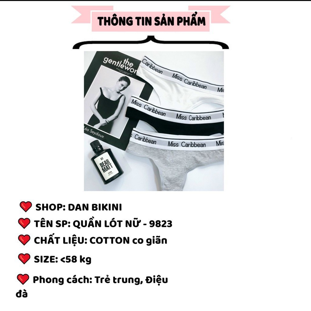 Quần Lót Nữ Cotton cao cấp phối viền chun thêu chữ cá tính mã 9823 | BigBuy360 - bigbuy360.vn