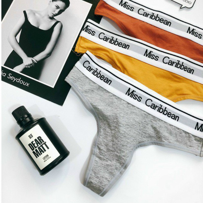 Quần Lót Nữ Cotton cao cấp phối viền chun thêu chữ cá tính mã 9823 | BigBuy360 - bigbuy360.vn