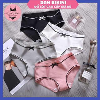 Quần Lót Nữ Cotton gân tăm viền đen điệu đà phối viền đen đính nơ xinh Danbiniki mẫu A04