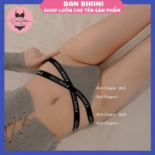 Quần Lót Lọt Khe - Quần Lọt khe Nữ Cotton phối dây đan chéo viền in chữ gợi cảm quyến rũ mã D005