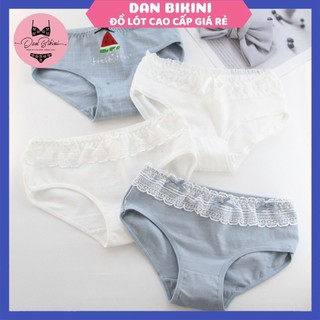 Quần Lót Nữ Cotton combo 4 chiếc dễ thương đáng yêu tông xanh trắng nữ tính gợi cảm