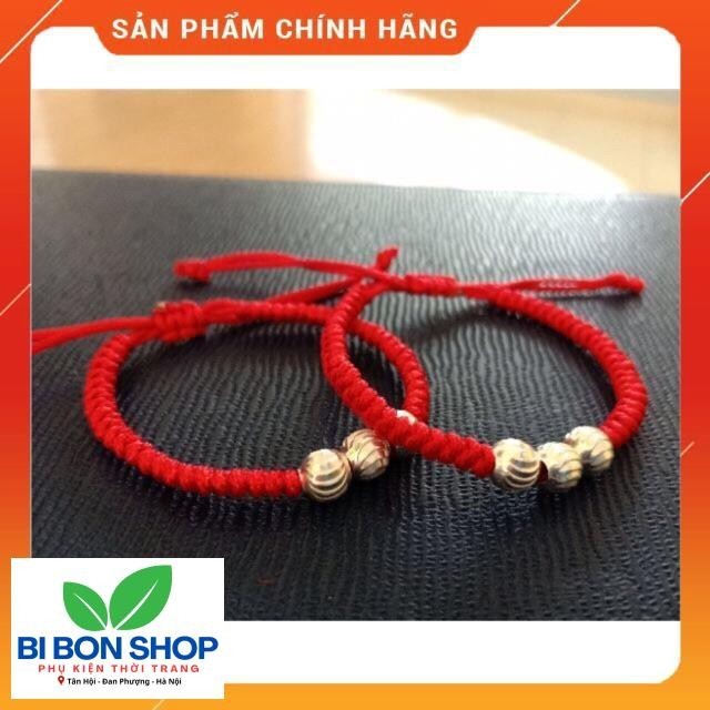 VÒNG MAY MẮN CHỈ ĐỎ MIX 3 BI BẠC (BI BON SHOP)