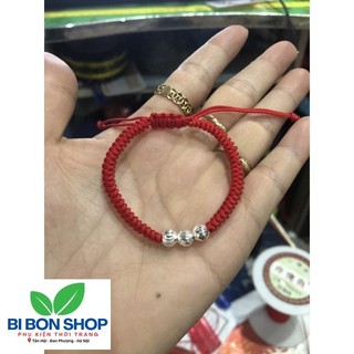 VÒNG MAY MẮN CHỈ ĐỎ MIX 3 BI BẠC (BI BON SHOP)