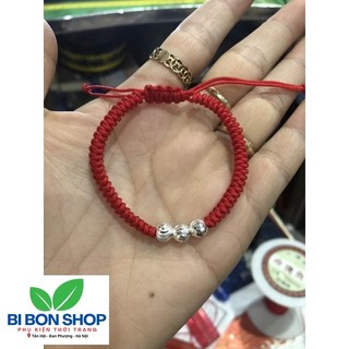 VÒNG MAY MẮN CHỈ ĐỎ MIX 3 BI BẠC (BI BON SHOP)
