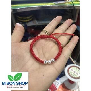 VÒNG MAY MẮN CHỈ ĐỎ MIX 3 BI BẠC (BI BON SHOP)