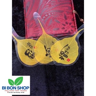 *HOT* Lá Bồ Đề Vàng MAY MẮN - BÌNH AN - TÀI LỘC để ốp điện thoại, để ví tiền, để bàn làm việc (BI BON SHOP)