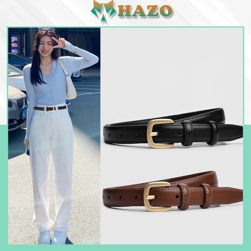 Thắt lưng nữ PK512 Khóa tròn thời trang dây nịt nữ bản 2cm da PU phong cách mới hiện đại