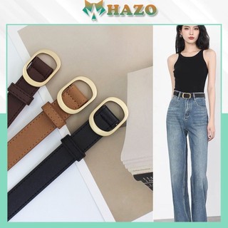  Thắt lưng nữ PK522 Khóa oval không lỗ thời trang dây nịt nữ bản 2.3cm da PU phong cách mới hiện đại 