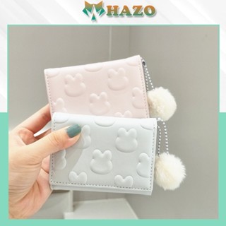  VÍ NGẮN NỮ CẦM TAY GẤP GỌN HÌNH THỎ IN NỔI ĐÍNH BÔNG 629 KIỂU DÁNG DỄ THƯƠNG 