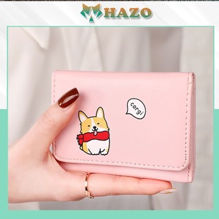 Ví Ngắn Nữ Cầm Tay Cao Cấp Hình Chú Chó Thông Minh Corgi V547 Siêu Dễ Thương - Hazo