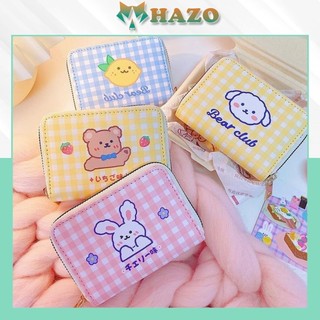 Ví Ngắn Nữ Đựng Thẻ Mini Khóa Zip Hoạt Hình 527 Caro Phối Đáng Yêu Hot Trend - Hazo