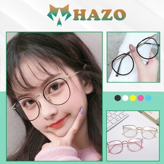 Mắt Kính Gọng Cân Form Tròn 530 Chân Kim Vàng Phong Cách Ulzzang Hot Trend - Hazo