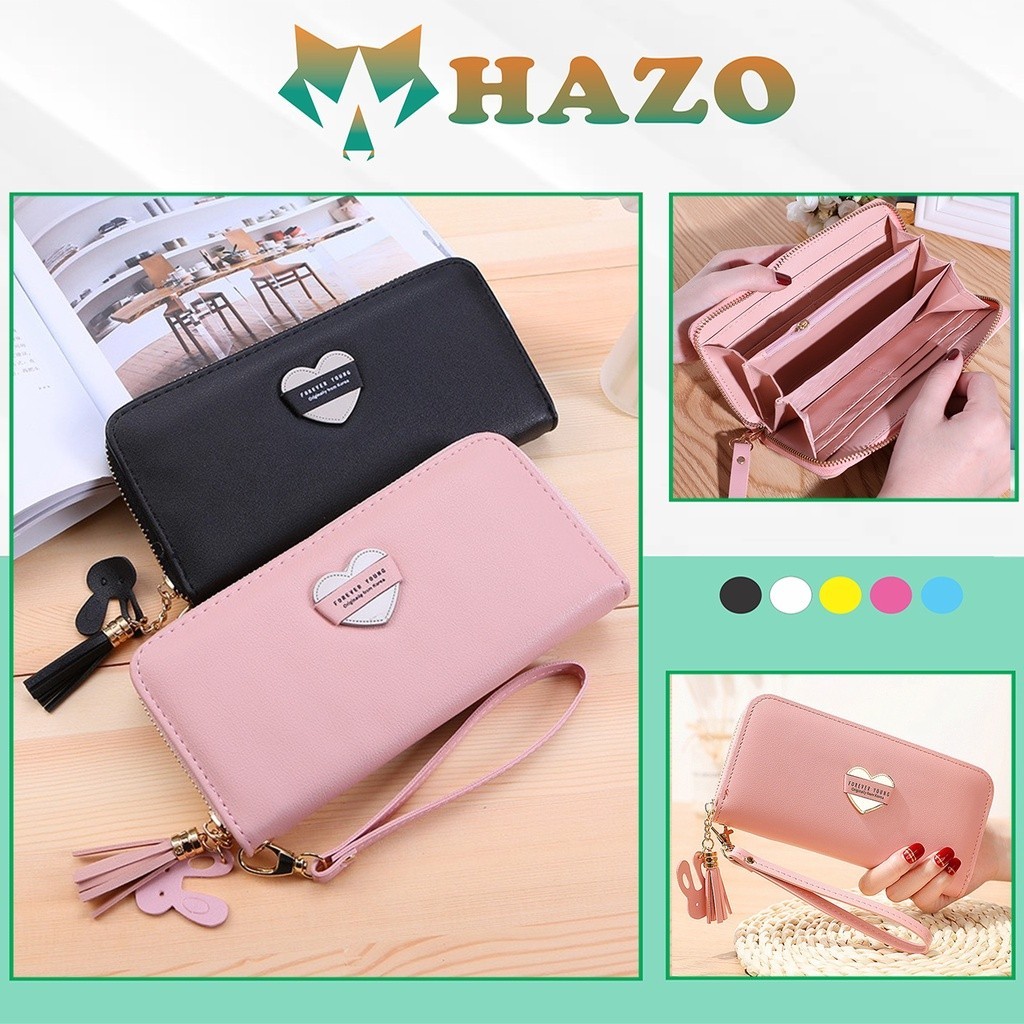 Ví Dài Nữ Cầm Tay Khóa Kéo Kiểu Dáng Hàn Quốc Thêu In Đa Dạng Mẫu Có Tay Cầm Dễ Thương - Hazo