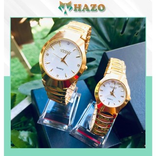 Đồng Hồ Cặp Đôi Nam Nữ Dây Kim Loại Yishi Mạ Vàng Thòi Trang Cực Đẹp - Hazo