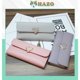 Bóp Ví Dài Nữ Cầm Tay Khóa Trái Tim Thời Trang Cách Điệu Cực Đẹp - Hazo