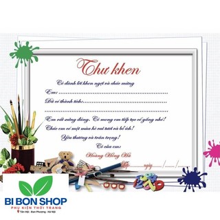 * Siêu rẻ * Thư khen A5 (100 tờ/set) (BI BON SHOP)