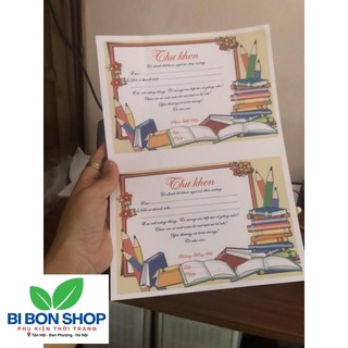 * Siêu rẻ * Thư khen A5 (100 tờ/set) (BI BON SHOP)
