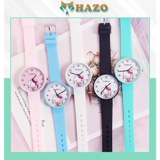 [Cực Đẹp] Đồng Hồ Nữ Dây Cao Su Candy Cat Hello Kitty Chấm Dễ Thương - Hazo