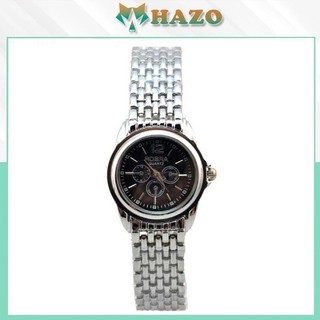 [Siêu Hot] Đồng Hồ Nam Nữ Dây Kim Loại Bạc Rosra Dây Bạc Mặt Đen Cực Sang Chảnh - Hazo