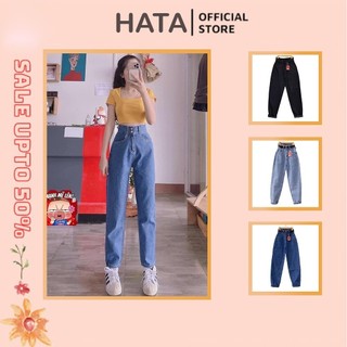 Quần Jeans Baggy Nữ Cạp cao 2 nút Chuẩn Form Hack dáng Chất liệu Cao cấp Trẻ trung cực hot - Hata24h