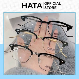 Mắt Kính Giả Cận Gọng Kim Loại 546 Form Vuông 2 Chấm Cao Cấp - Hata24h