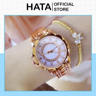 ĐỒNG HỒ NỮ DÂY KIM LOẠI LUOBOS MẶT KIM CƯƠNG ĐÍNH NGỌC PHONG CÁCH HÀN QUỐC - Hata24h
