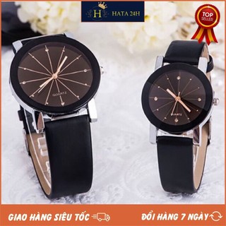 [GIÁ SỈ] ĐỒNG HỒ CẶP ĐÔI NAM NỮ DÂY DA MẶT THẠCH ANH CỰC HOT - Hata24h