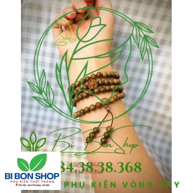 VÒNG TAY GỖ TRẦM TỐC MIX HOA SEN (BI BON SHOP)