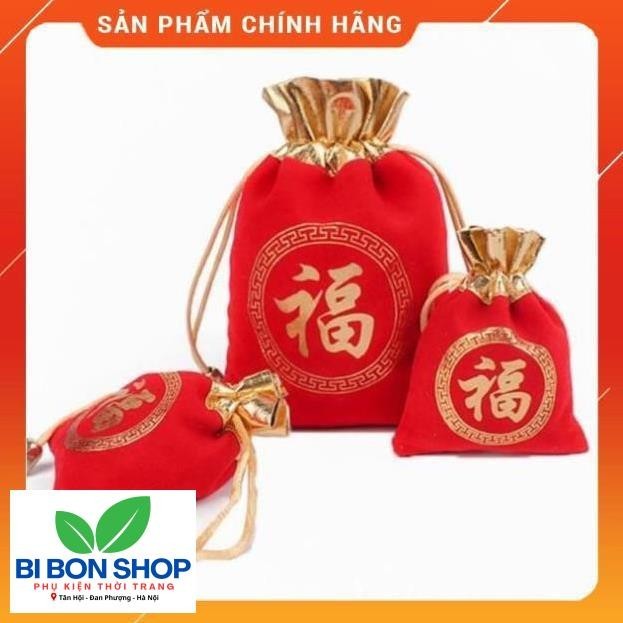 Túi nhung rút miệng màu đỏ