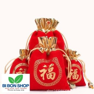 Túi nhung rút miệng màu đỏ