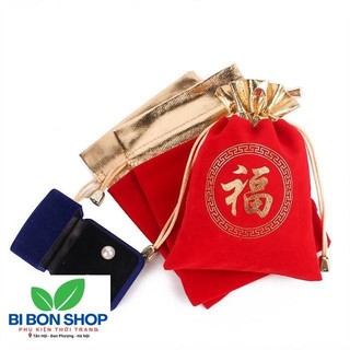 Túi nhung rút miệng màu đỏ