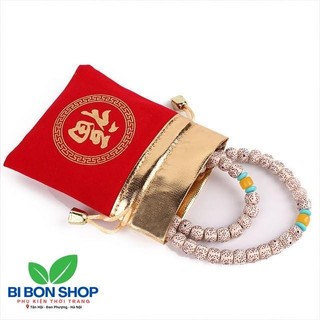 Túi nhung rút miệng màu đỏ