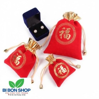 Túi nhung rút miệng màu đỏ