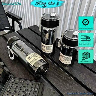 🌏FREE SHIP🌎 Ly nước trong suốt phong cách sang chảnh - Set 3 Bình Đựng Nước Đen Trong Suốt MuJi,Bình Uống Nước (T